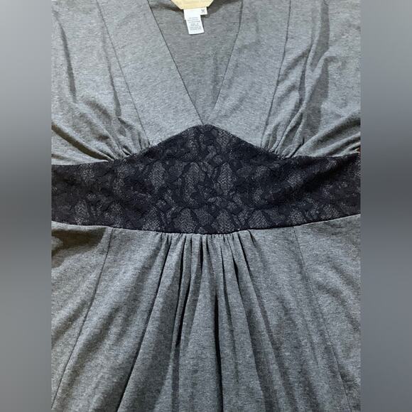 A Territory Ahead Mini Dress Short Sleeve Lace Waistband Gray Size Medium - Picture 3 of 7